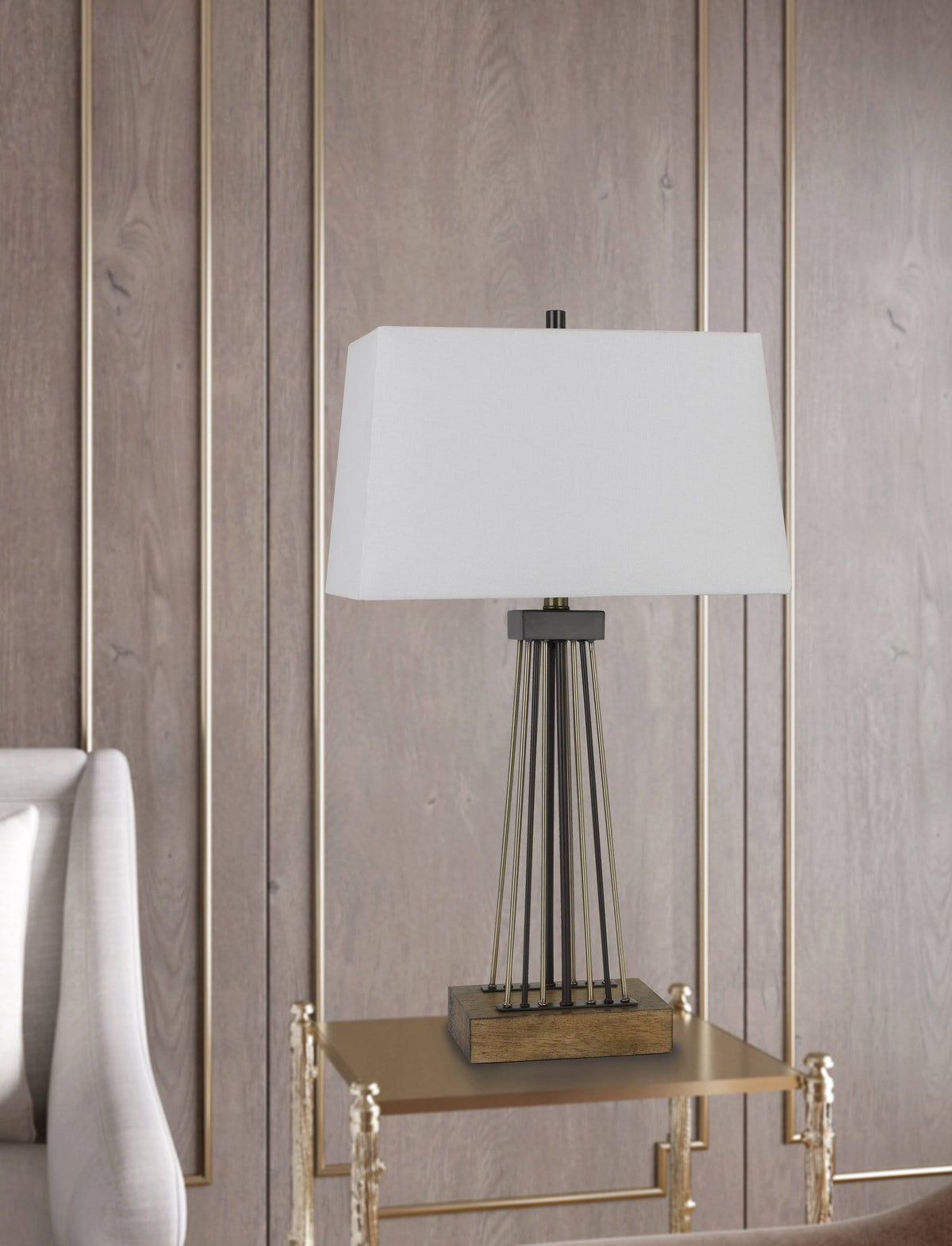 Metal and Wood Table Lamp W829