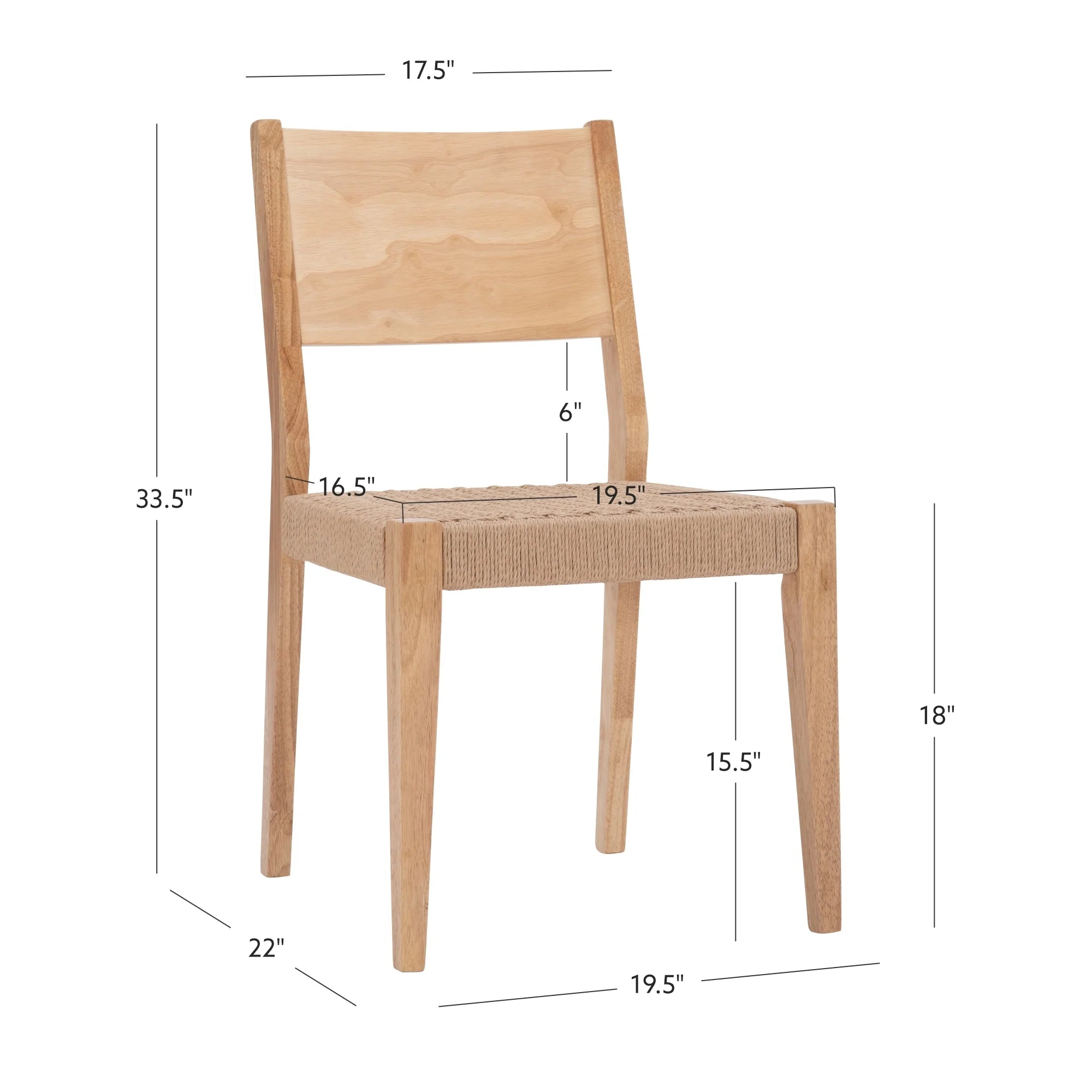 Natural Handwoven Rope Seat Dining Chair, Set of 2 C58098