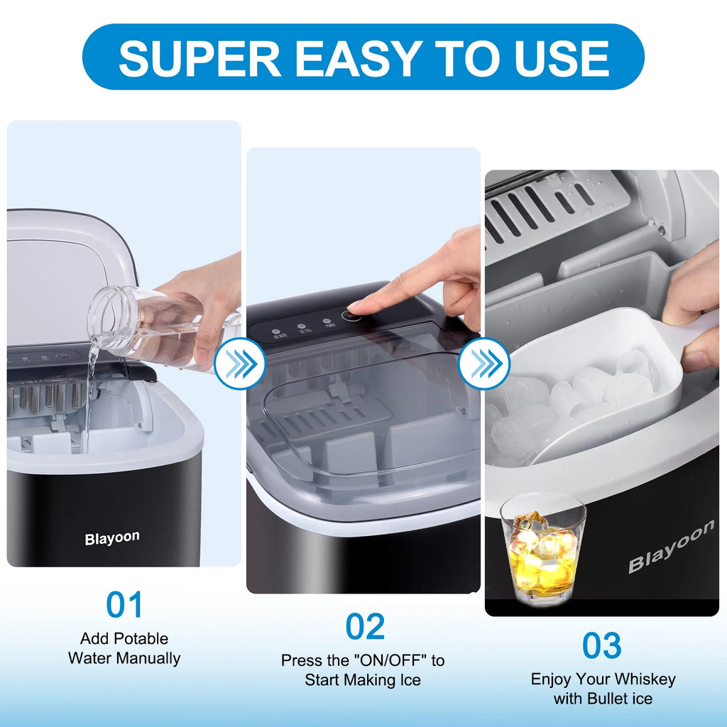 Countertop Ice Maker with Ice Scoop and Basket H9735