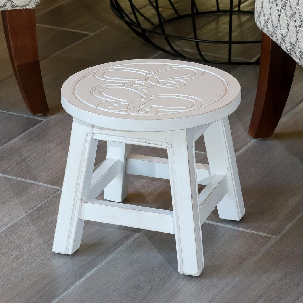 Natural Carved Wooden Step Stool W84230