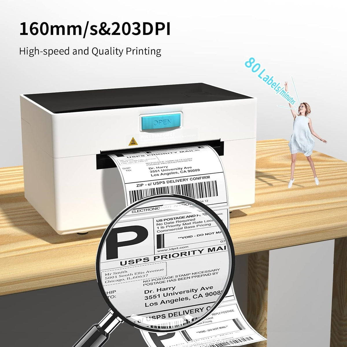 Thermal Label Printer 4x6 Desktop Label Printer N517