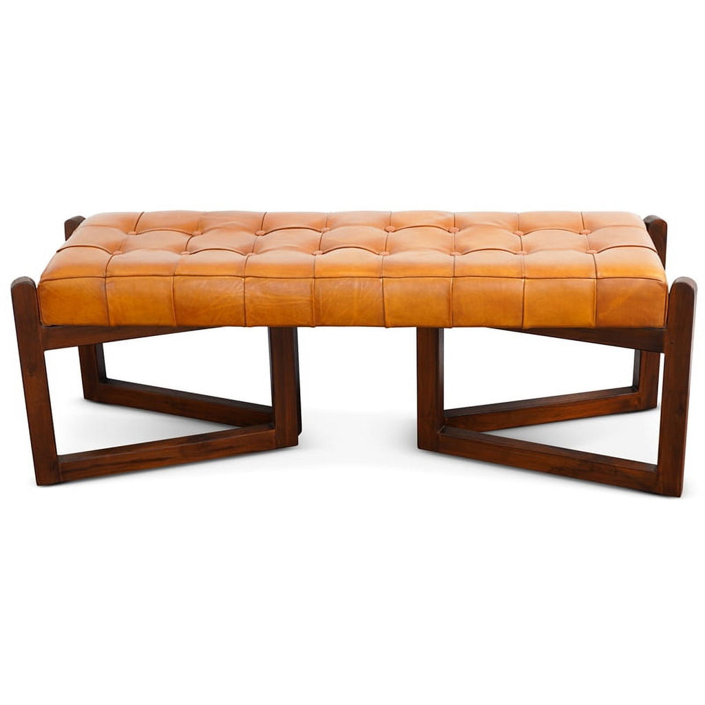 Tan Upholstered Leather Bench D886278