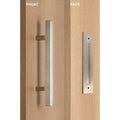 Brushed Satin Square Pull and Flush Sliding Barn Door Handle P326397