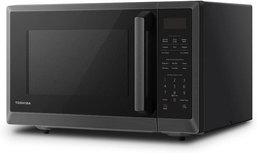 Black Stainless Steel Microwave Oven and Digital Toaster Oven with Double Infrared Heating and Speedy Convection, 6-slice/12-inch Capacity, 1700W Z3252