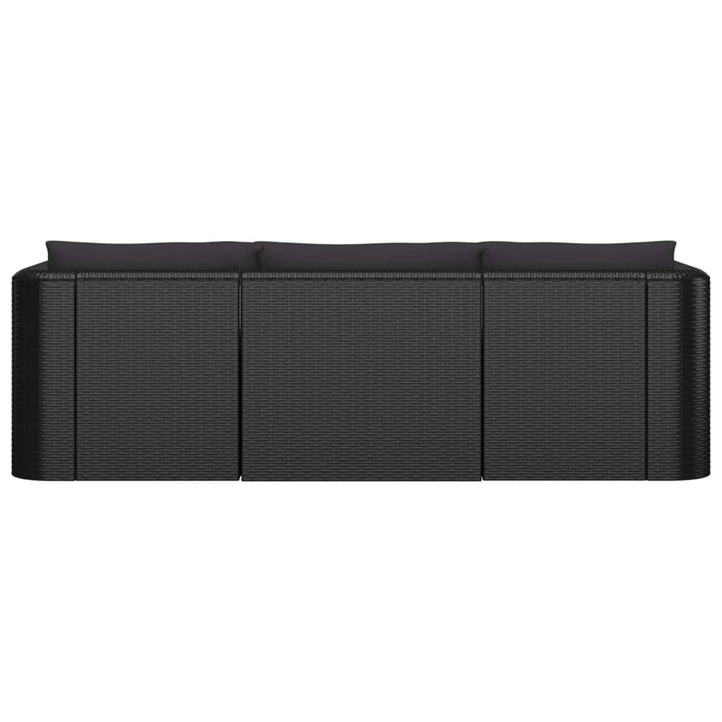 3 Piece Black Poly Rattan Sectional Sofa Set F274106
