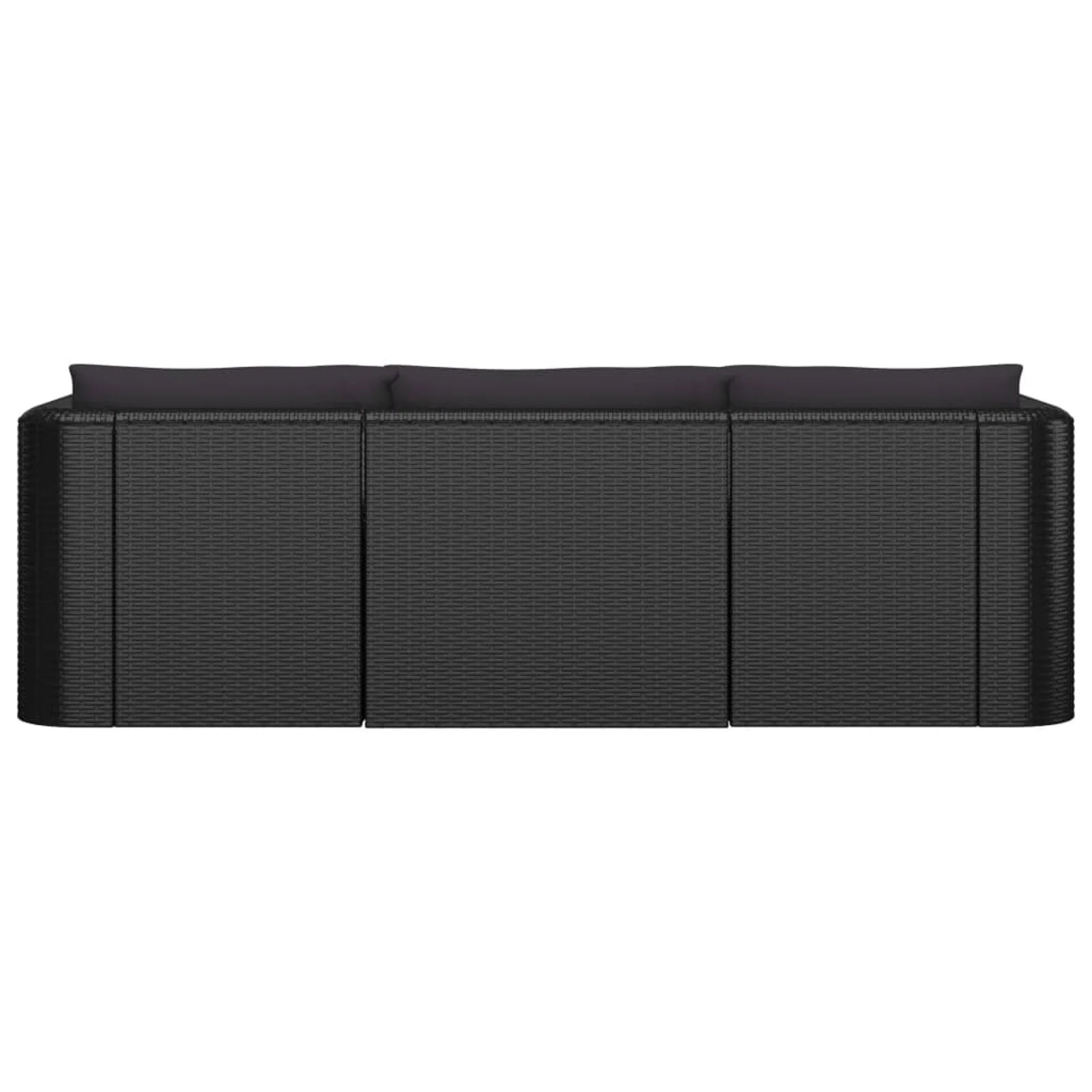 3 Piece Black Poly Rattan Sectional Sofa Set F274106