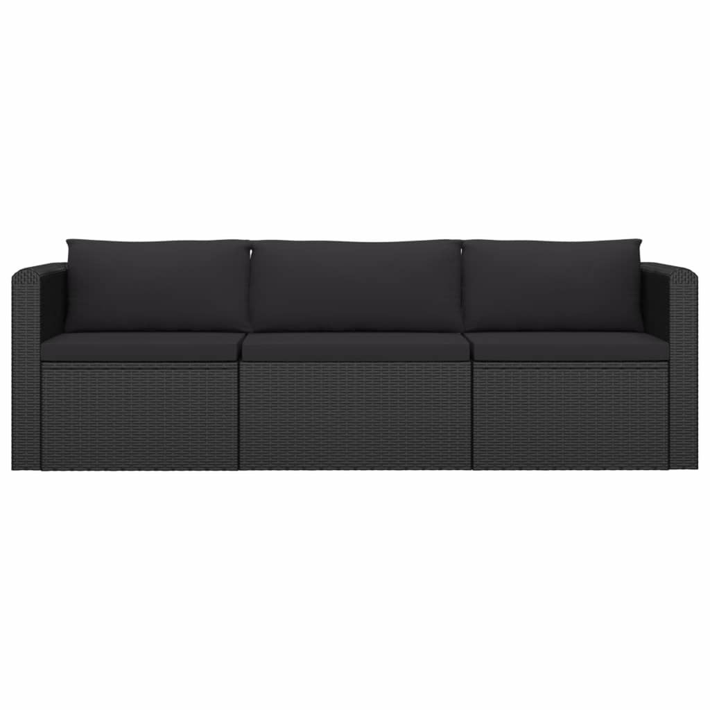 3 Piece Black Poly Rattan Sectional Sofa Set F274106