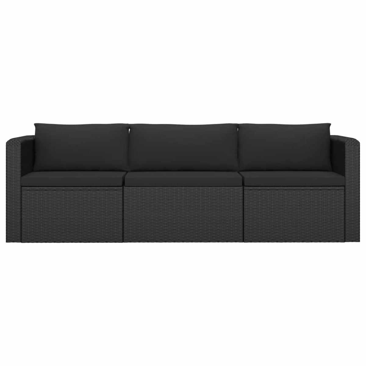 3 Piece Black Poly Rattan Sectional Sofa Set F274106