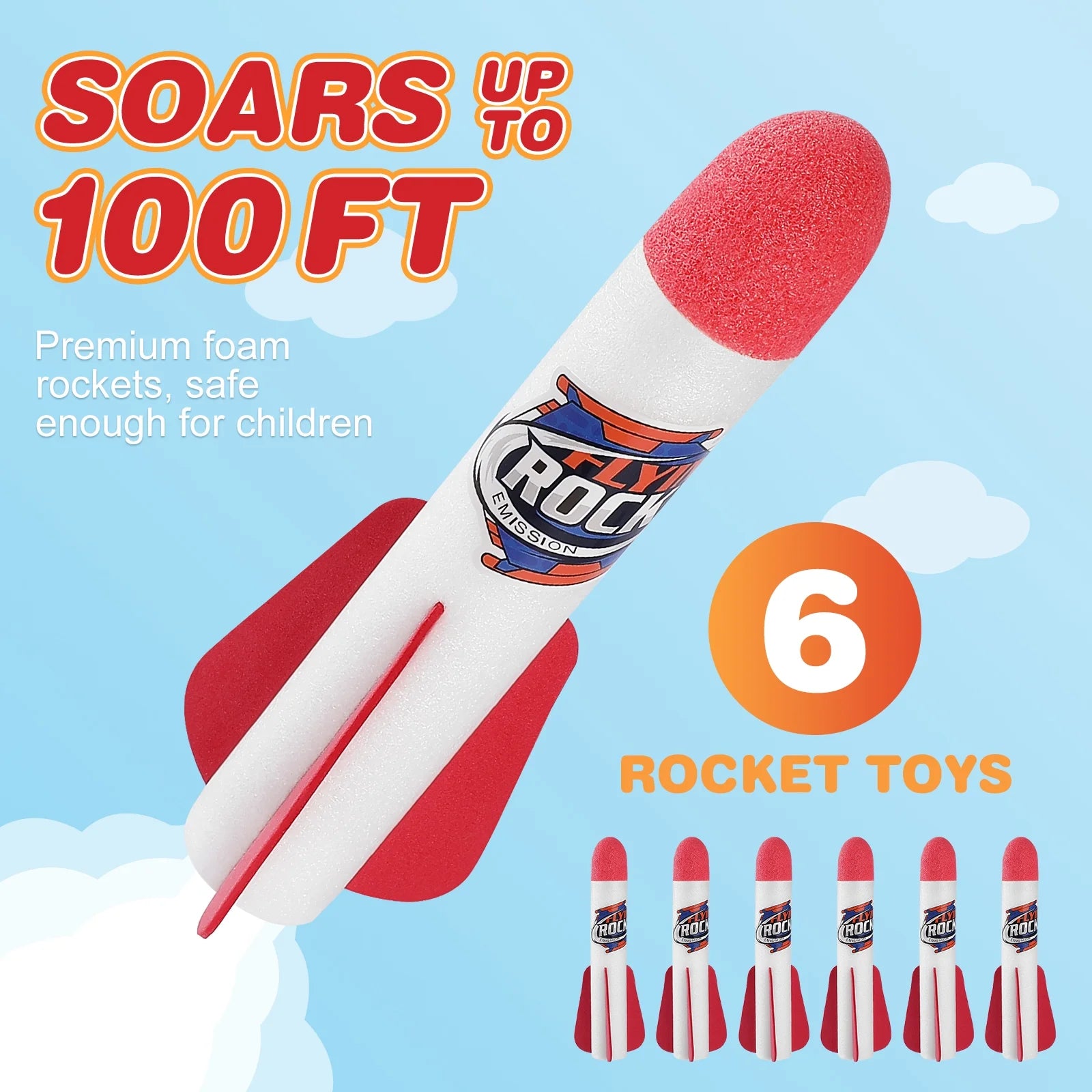 1 Set Outdoor Stomp Launch Foam Rockets Toy K48603