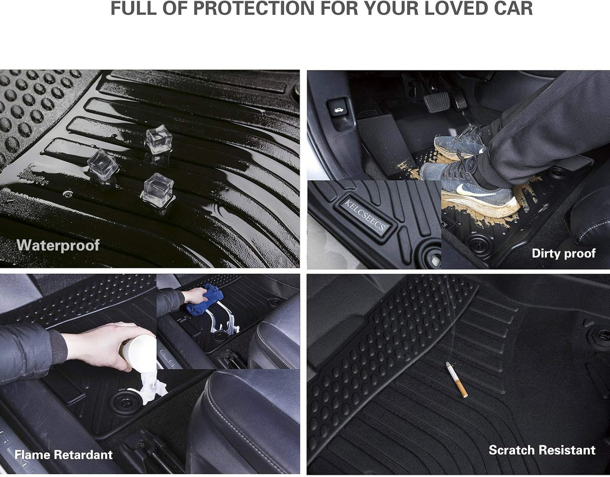 Black Waterproof Car Mats Full Set Front Rear 3rd Row Z570