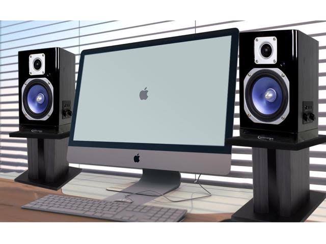 5x22 Powered Bluetooth Bookshelf Speakers with Stands W47883