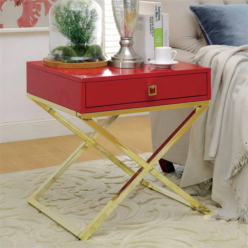 Red Two-Tone End Table X4203