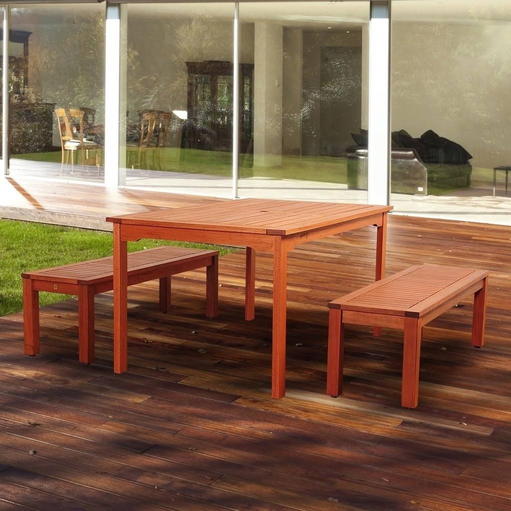 3 Piece Eucalyptus Rectangular Patio Dining Set S545822