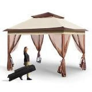 11 x 11 FT Pop up Gazebo Tent with Mosquito Netting Metal Frame PU Coated 250D Oxford Cloth V127