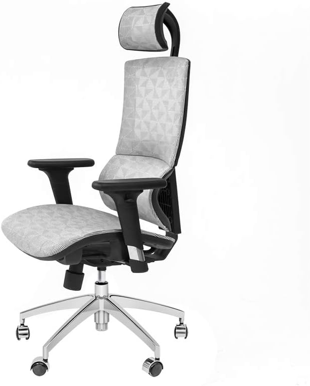 Grey High Back Mesh Executive Office Chair with Adjustable Headrest and Armrest J49094