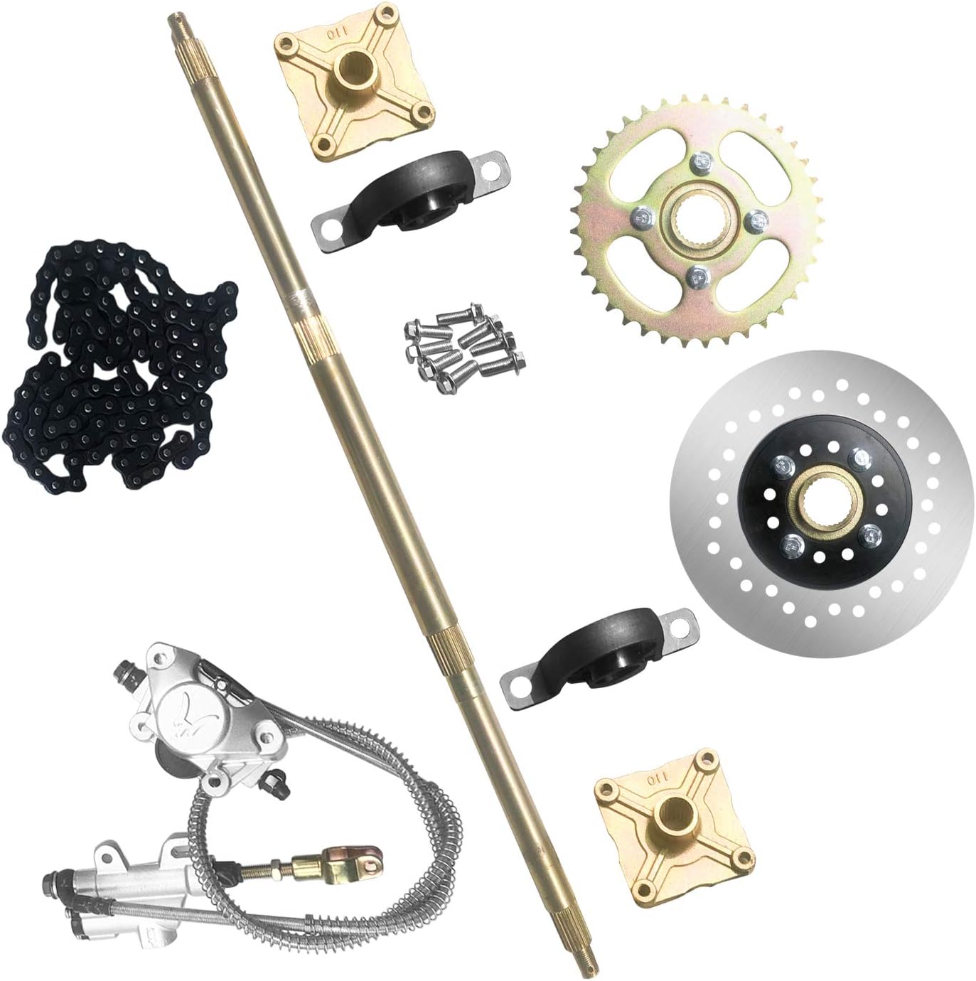 Rear Axle Shaft Kit 740mm w/Brake Assembly Sprocket W576