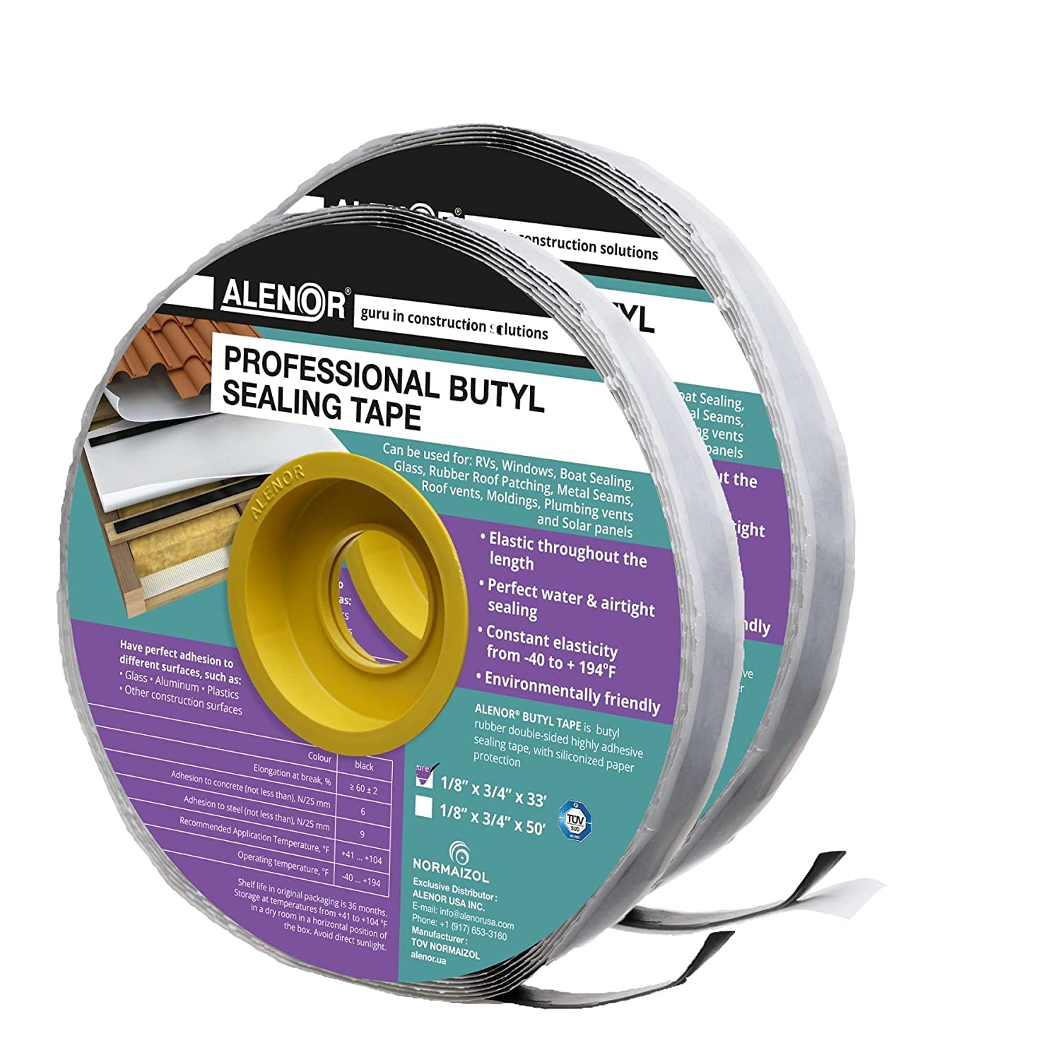 Butyl Rubber Tape 1/8'' x 3/4 x 33 Feet W210190