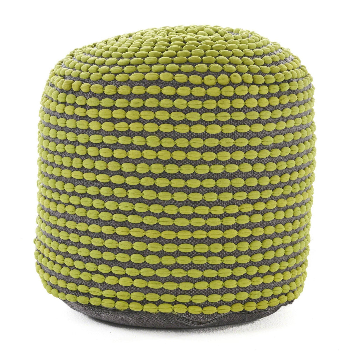 Green Handcrafted Fabric Ottoman Pouf K91908