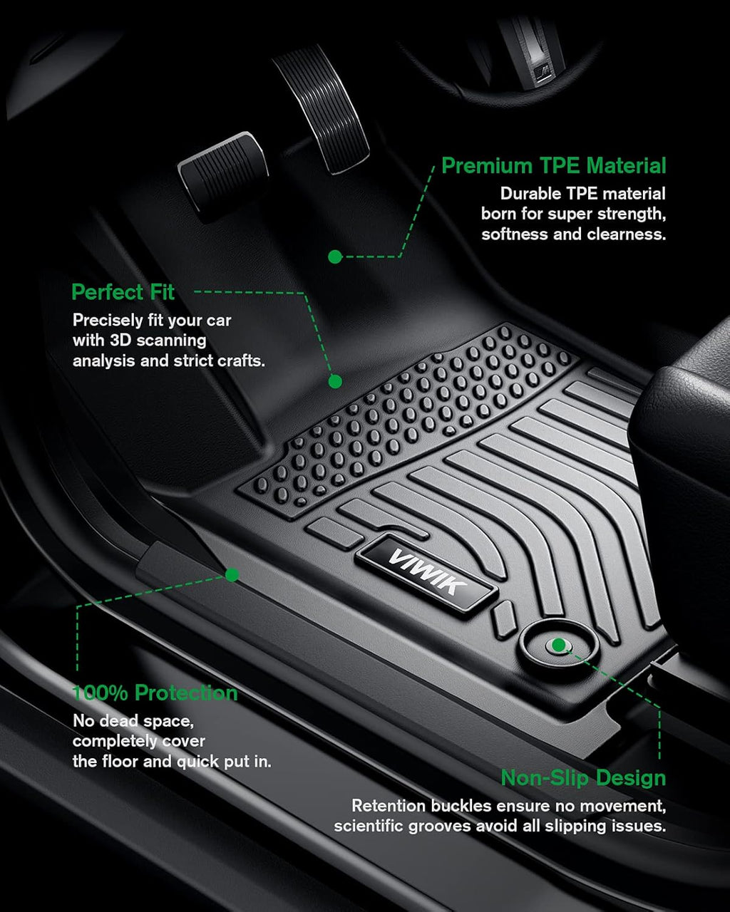 Black TPE All Weather Floor Mats Full Set X795039