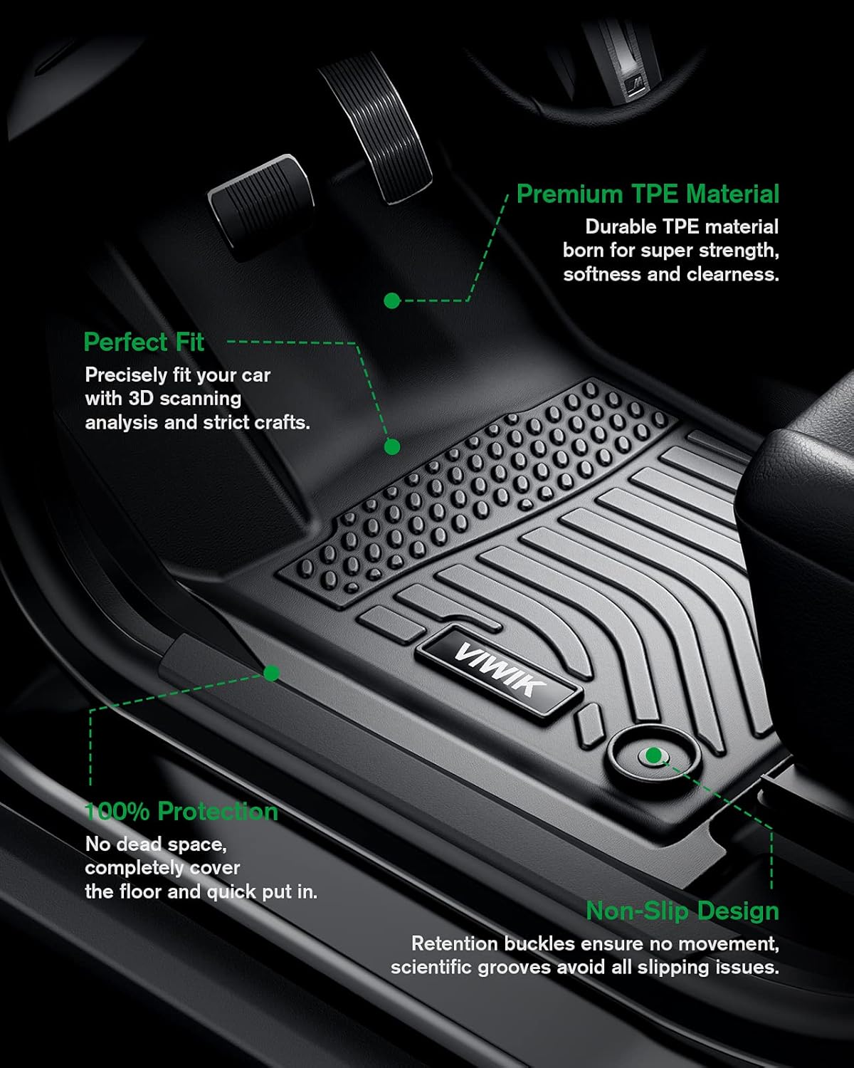 Black TPE All Weather Floor Mats Full Set X795039