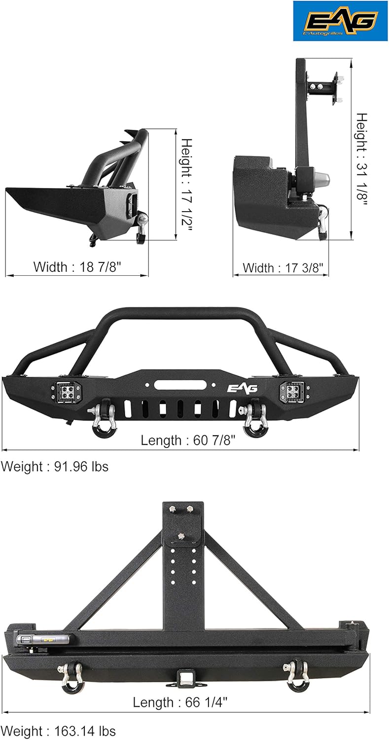 Steel Front and Rear Bumper with Tire Carrier for Cherokee XJ H93933
