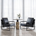 Black PU Leather Accent Chair Set of 2 with Metal Frame P528