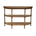 Brown Half-Moon Wooden Two Shelves Console Table Y106922