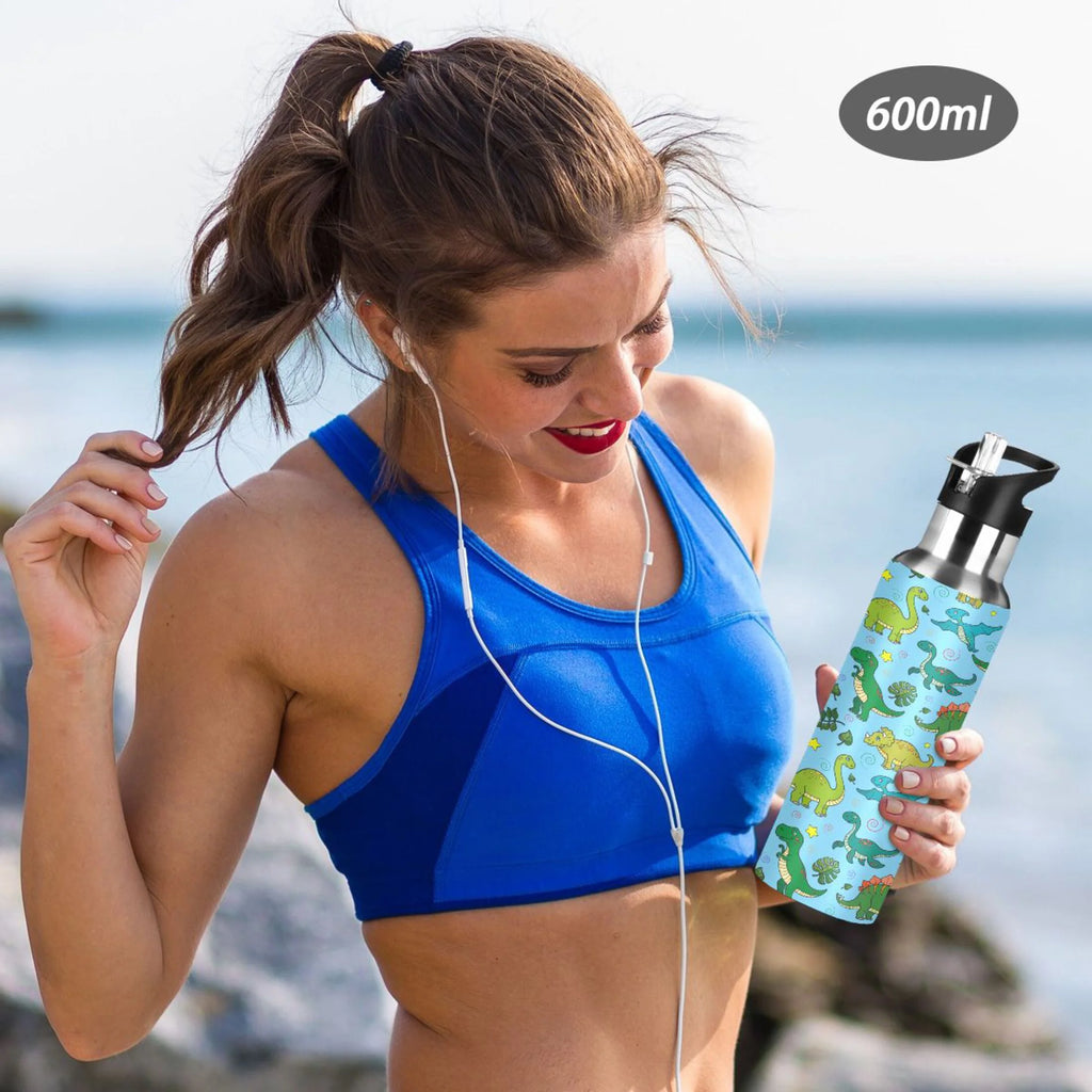 Stainless Steel Insulated Thermos Vacuum Flask Water Bottle with Straw Lid U284589