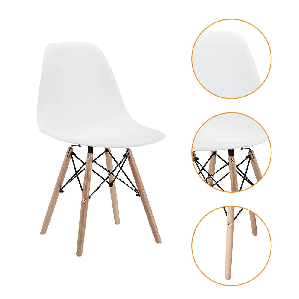 White Side Chair with Natural Wood Legs R20080