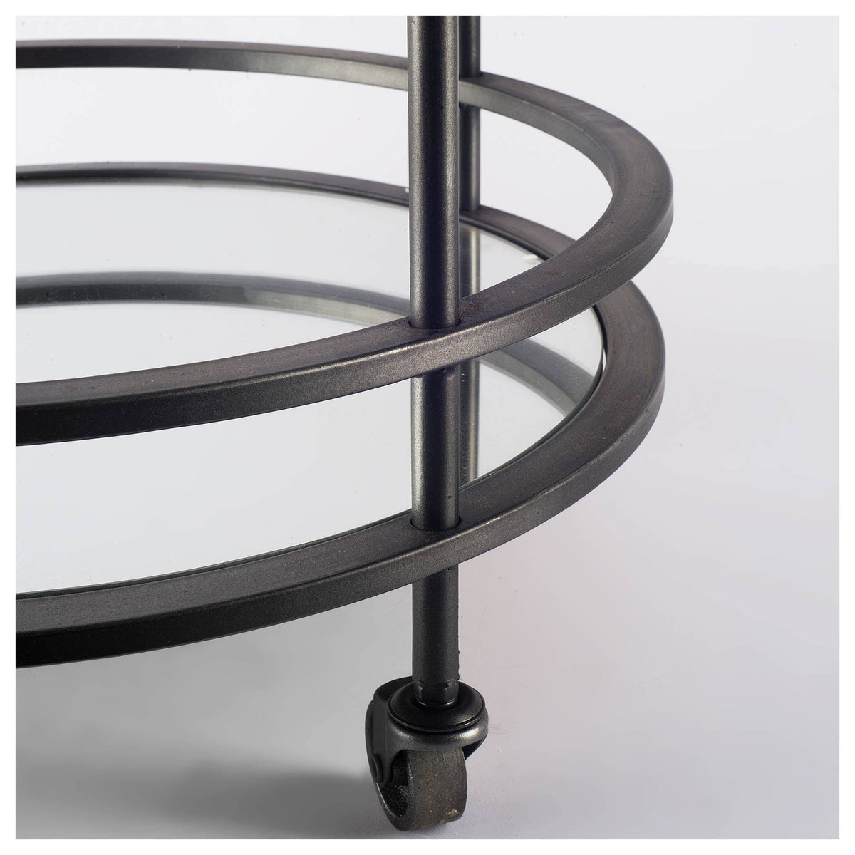Black Metal Two-Tier Glass Shelf Bar Cart T325415