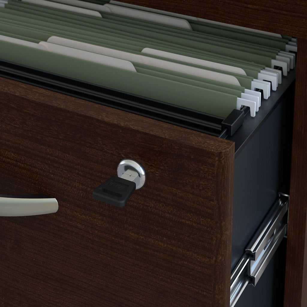 Mocha Cherry Office Desk with Pedestal P29851