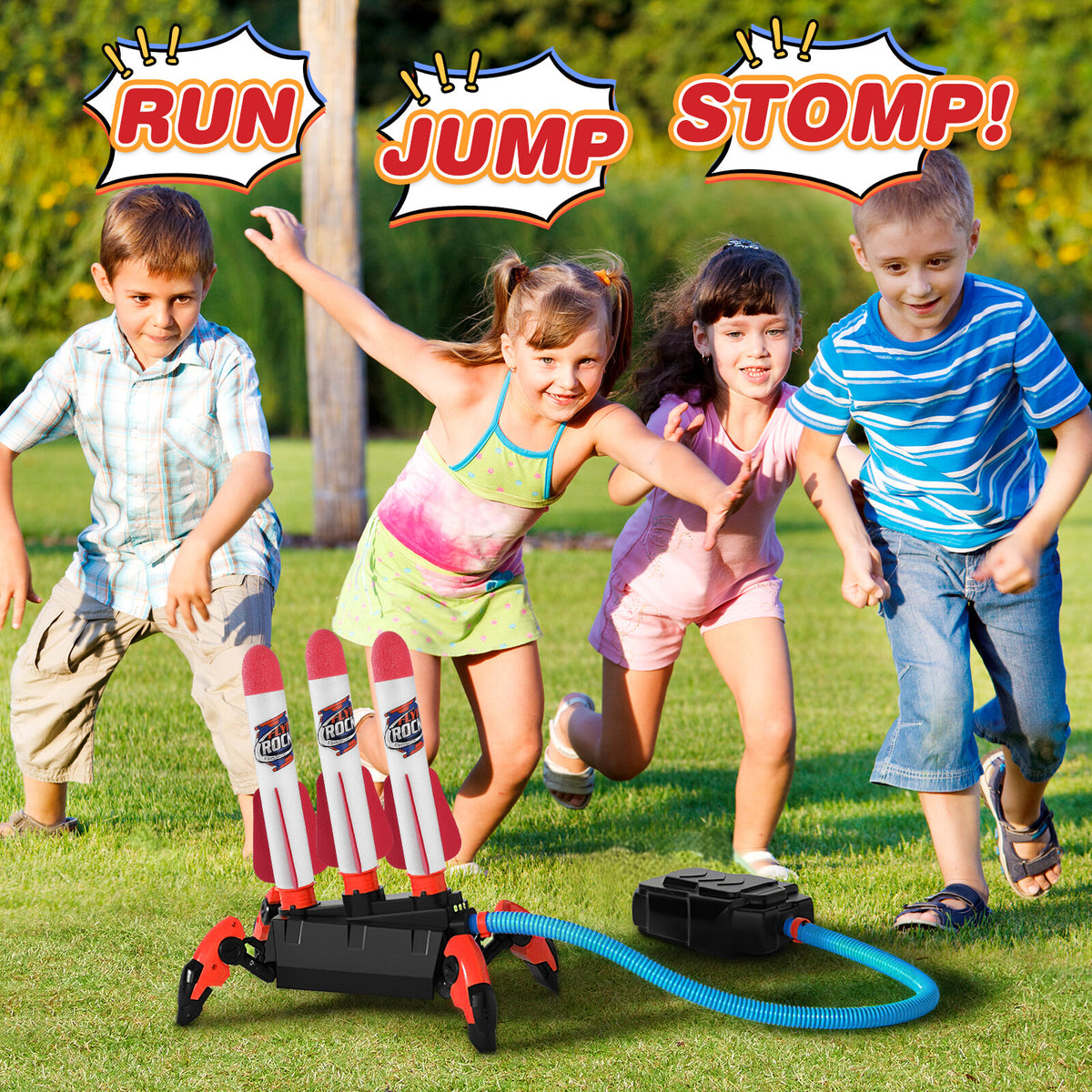 1 Set Outdoor Stomp Launch Foam Rockets Toy K48603