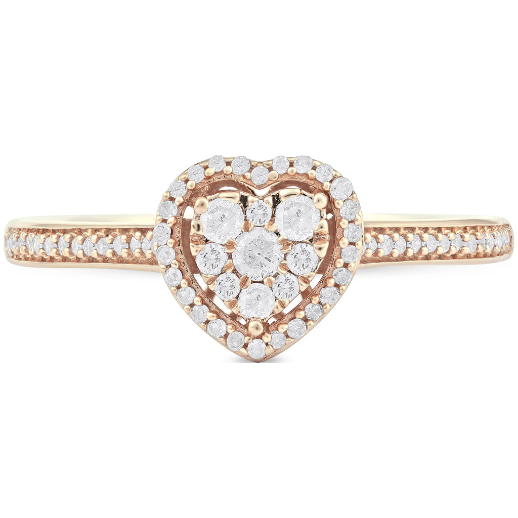 1/4ct TW Diamond 10K Yellow Gold Heart Shaped Cluster Halo Engagement Ring I532311