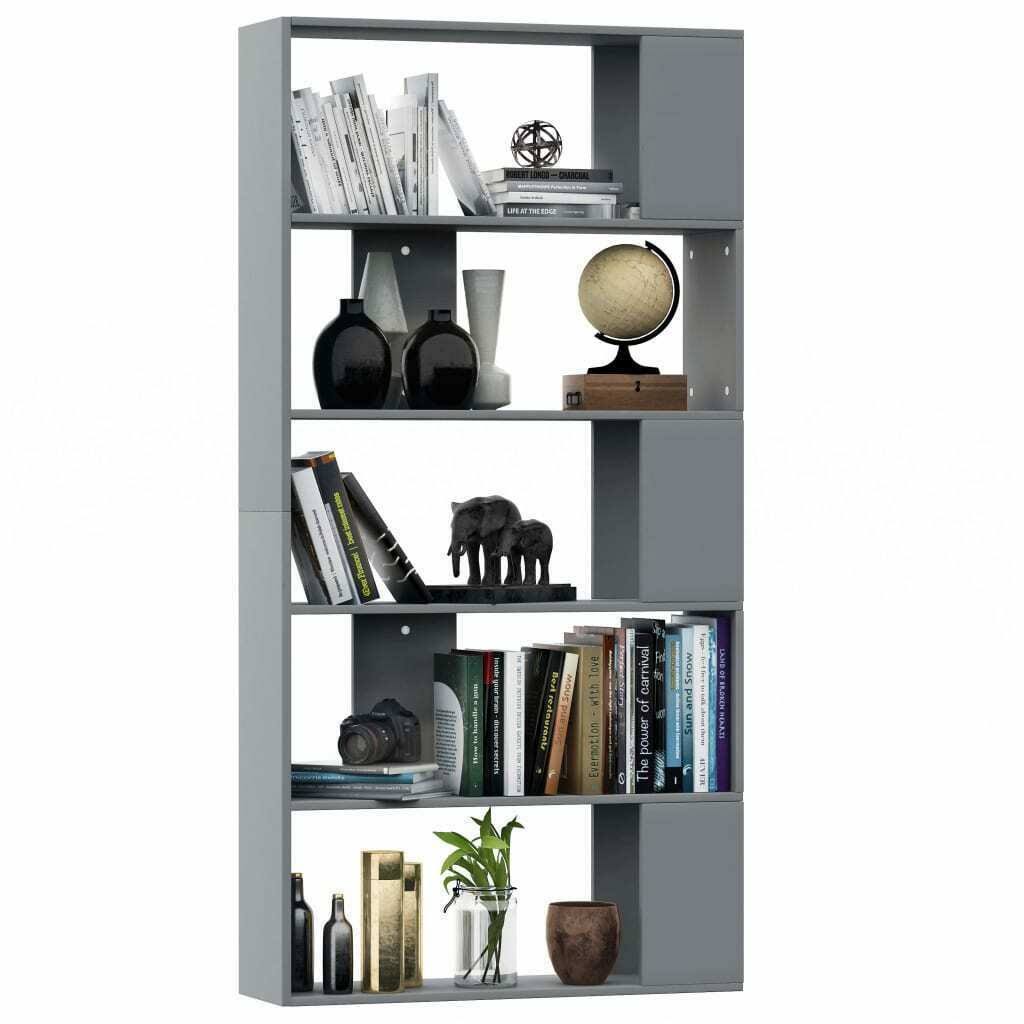 Gray Book Cabinet Room Divider Chipboard S28190
