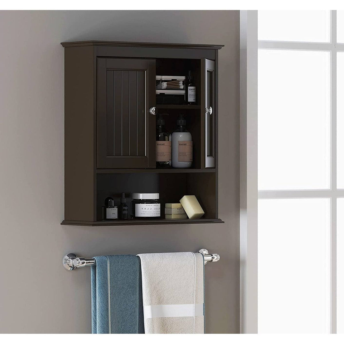 White Wooden Bathroom Wall Storage Cabinet N8332