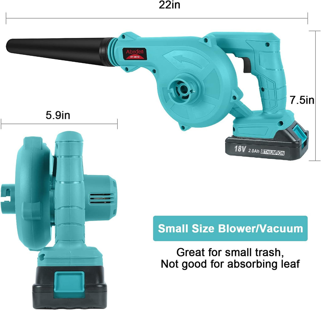 Cordless 2-in-1 Electric Handheld Leaf Blower/Vacuum with 18V 2.0 Ah Lithium Battery, Pack of 2 K893210