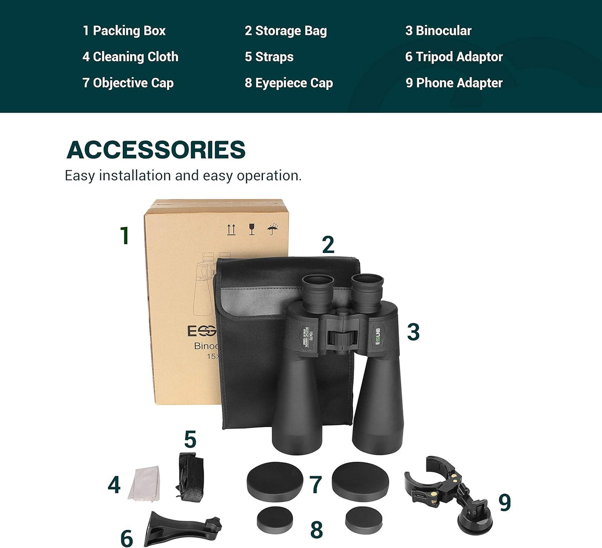 Giant Binoculars Astronomy 15X70 Waterproof with Carrying Bag E487708