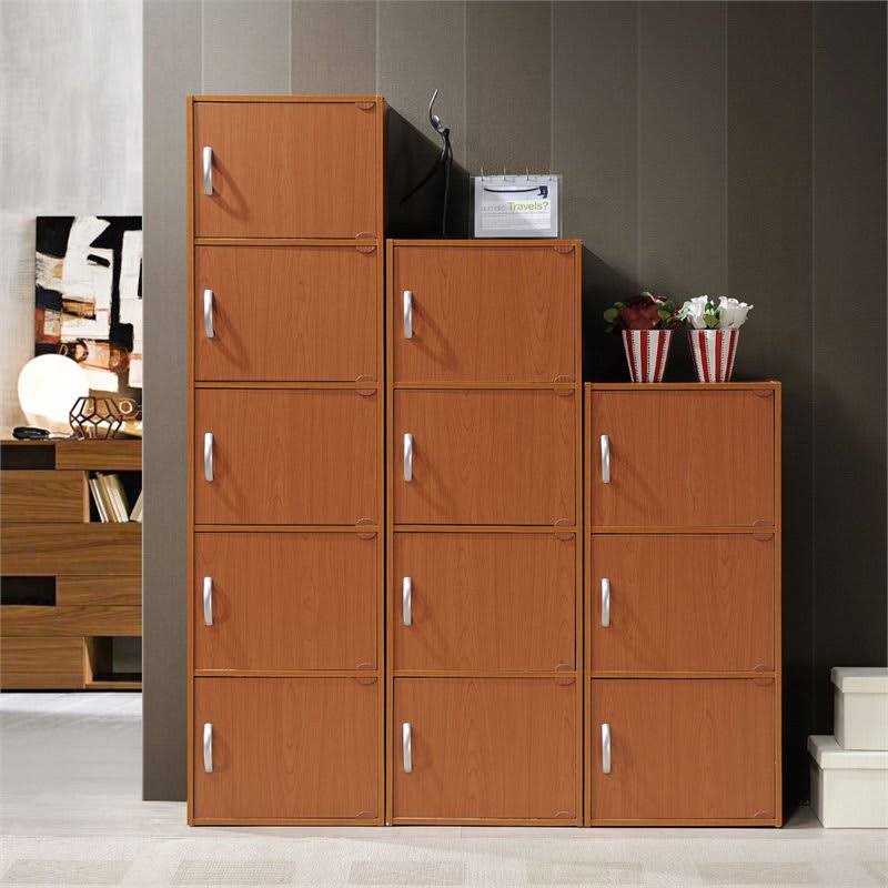 Cherry 3 Shelf 3 Door Bookcase W8019