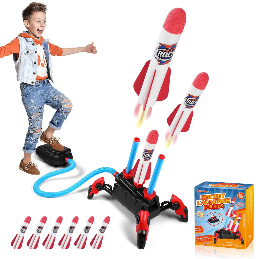 1 Set Outdoor Stomp Launch Foam Rockets Toy K48603