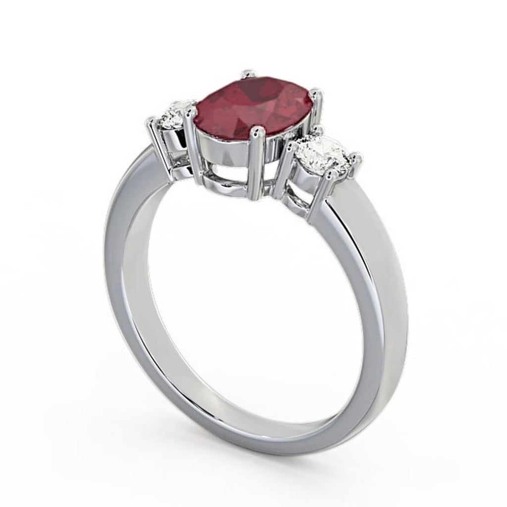 14K White Gold Three Stone Ring X8184