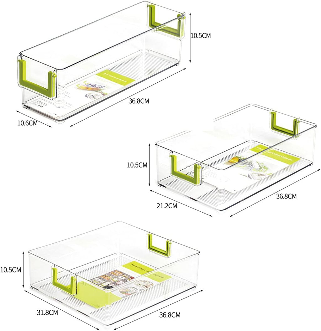 Clear Refrigerator Organizer Bins, 3 Pantry Bins A584