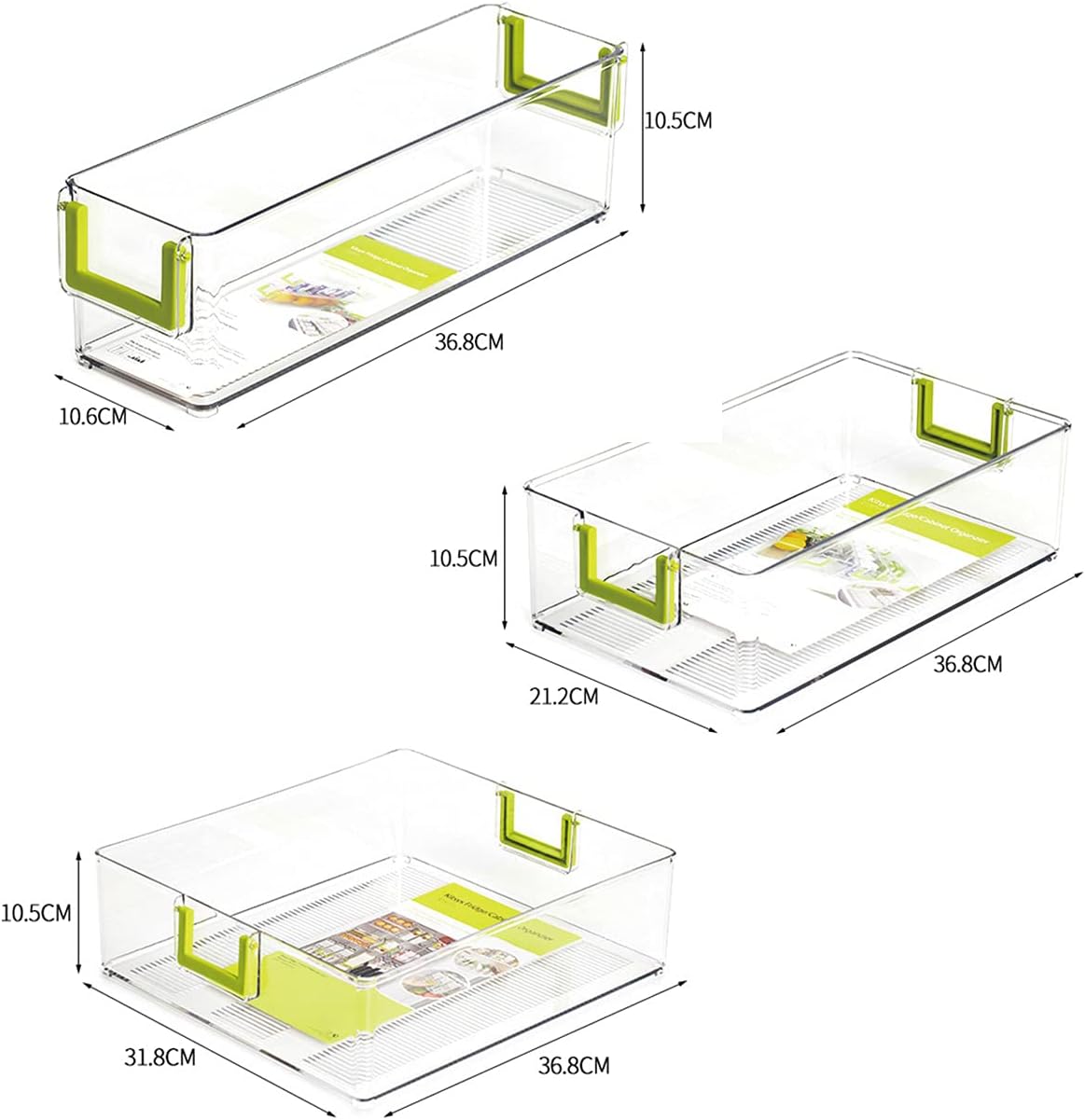 Clear Refrigerator Organizer Bins, 3 Pantry Bins A584