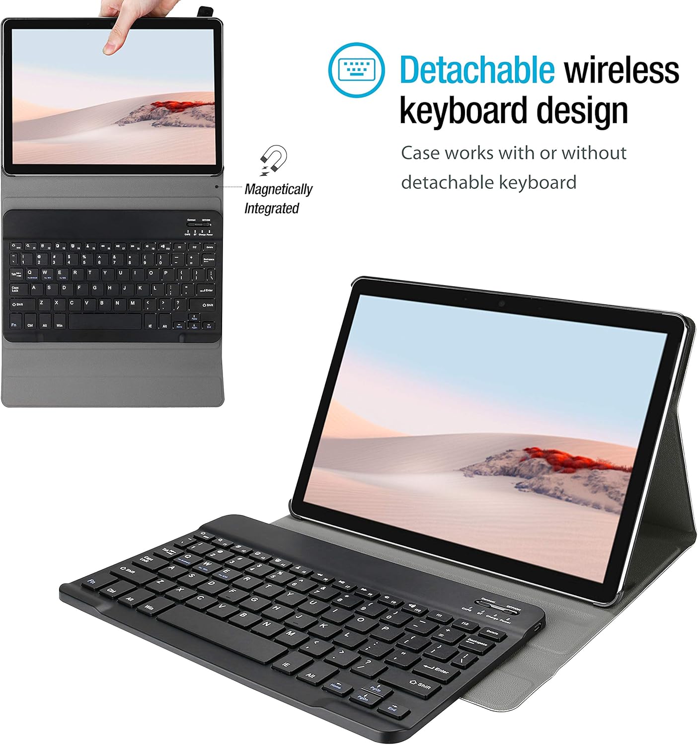 Slim PU Leather Keyboard Case for Surface Go 3 with Detachable Wireless Keyboard V822282