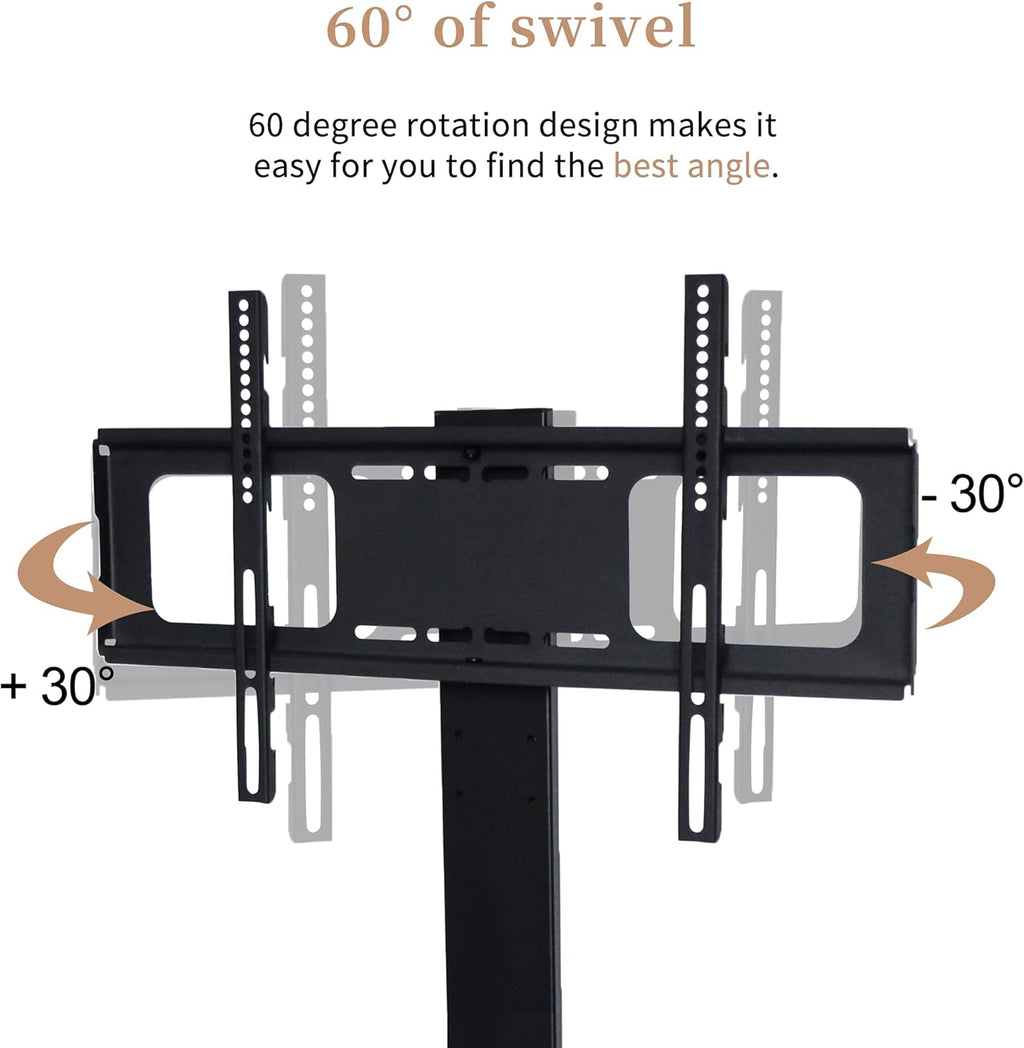Swivel Floor TV Stand with Adjustable Tempered Wooden Shelves C540