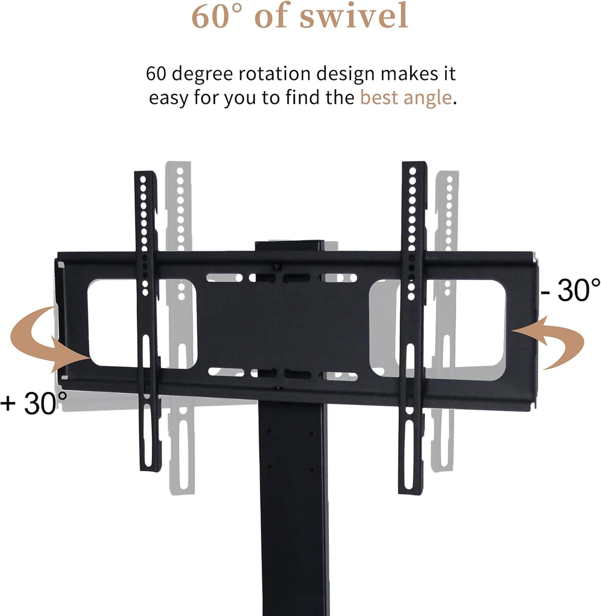 Swivel Floor TV Stand with Adjustable Tempered Wooden Shelves C540