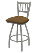 Swivel Bar Stool with Anodized Nickel Finish and Canter Saddle Seat P915598