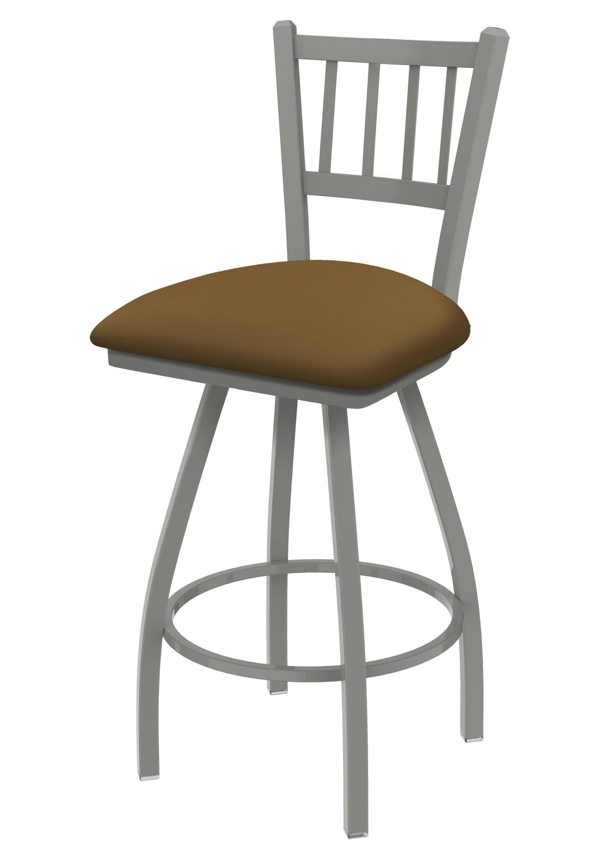Swivel Bar Stool with Anodized Nickel Finish and Canter Saddle Seat P915598