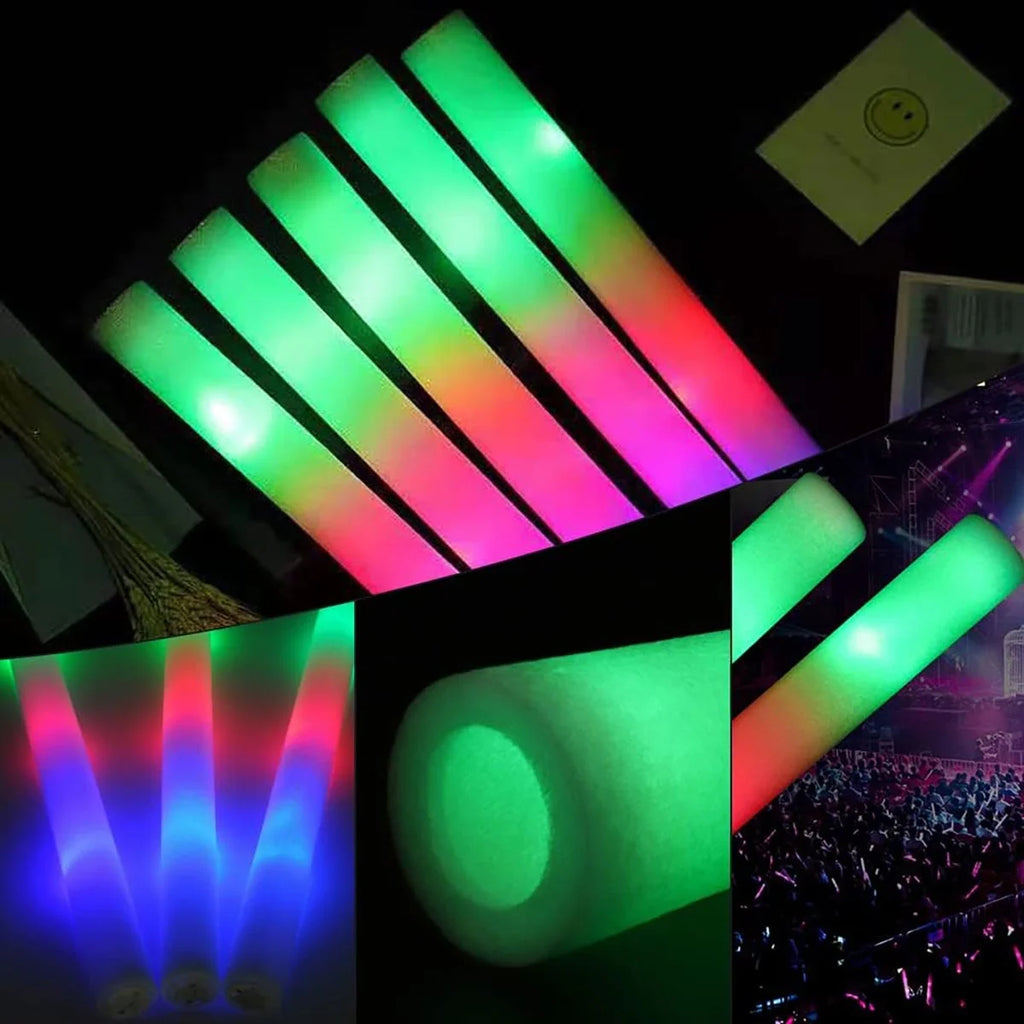 100 PCS Multicolored LED Foam Glow Sticks W4800
