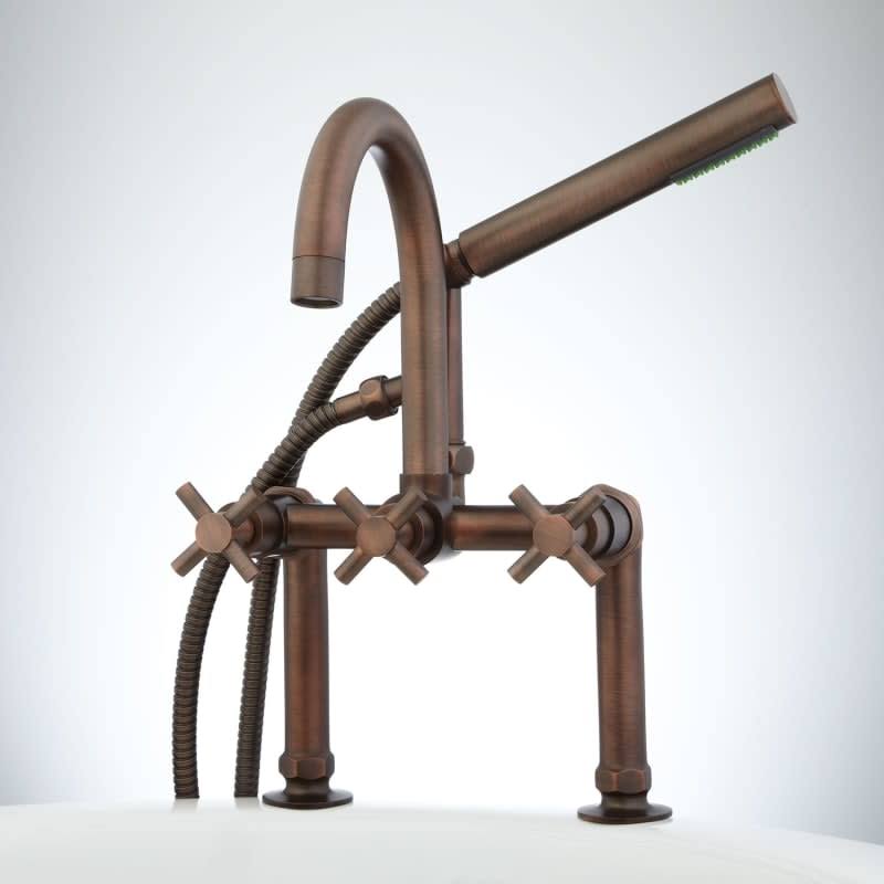 Deck Mounted Tub Filler Faucet with Metal Cross Handles Y692835