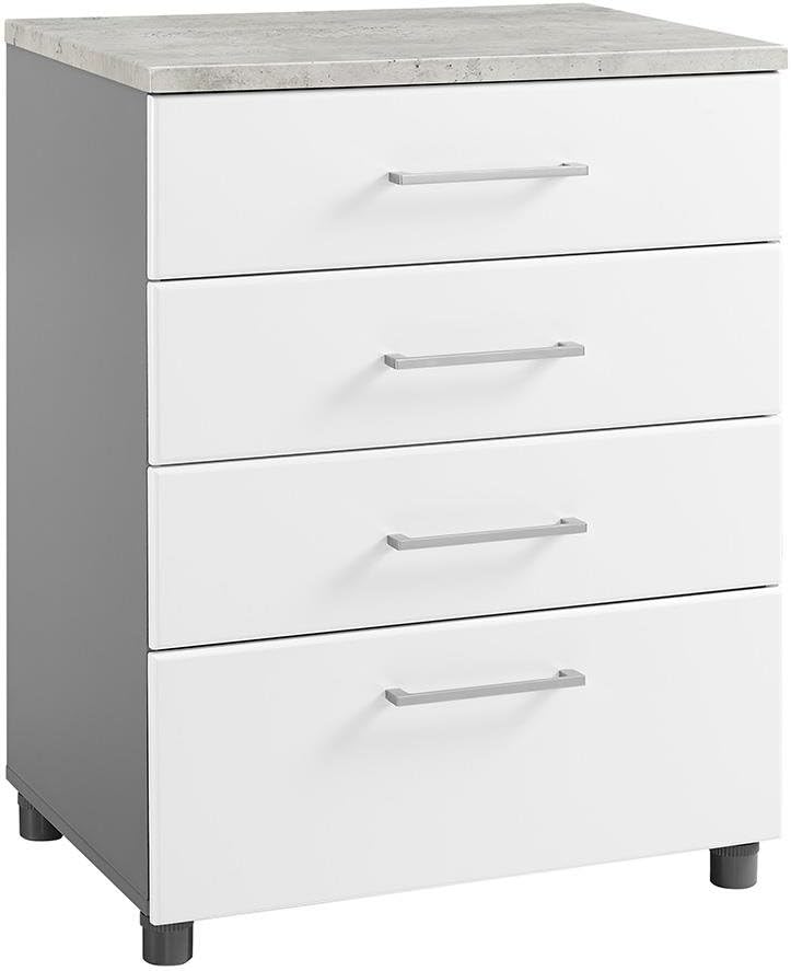 4 Door Base Cabinet 4 Drawer White U1983